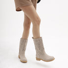 STIVALETTI TRAFORATI BEIGE<BR/> 