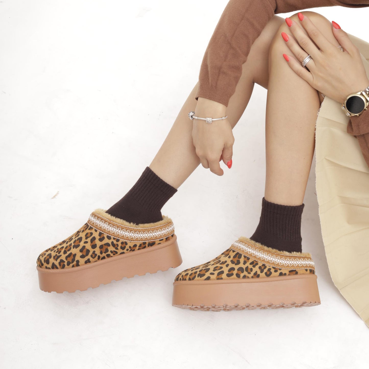 SABOT MAMMUT BORDATO LEOPARDO MP1002-1MFLE CHOCOLA