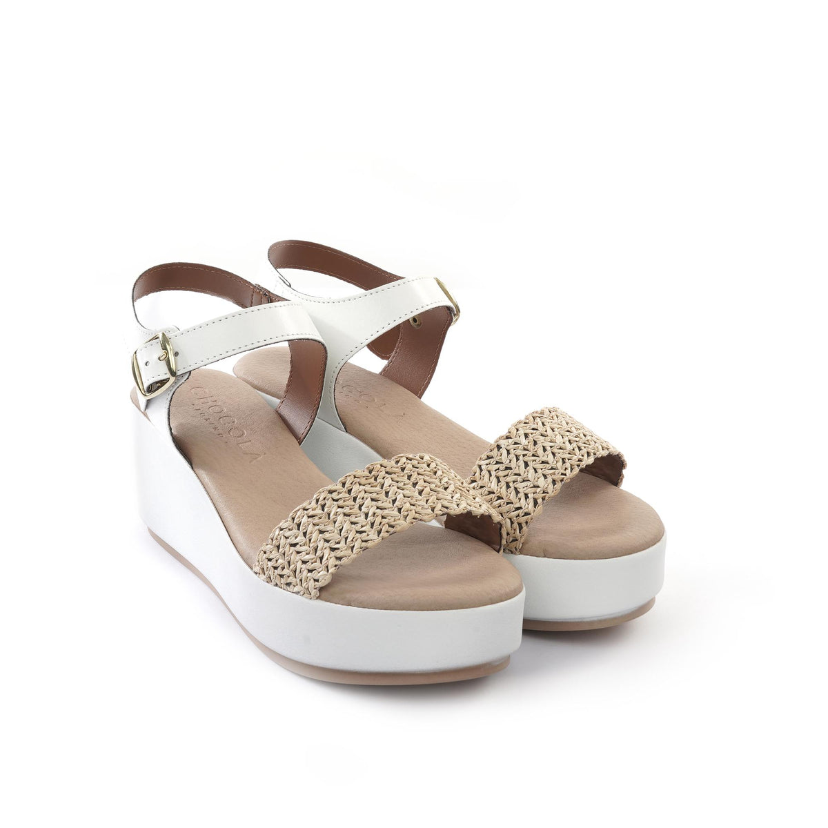 SANDALO ZEPPA FASCIA INTRECCIATA BIANCO<BR/><BR/> 