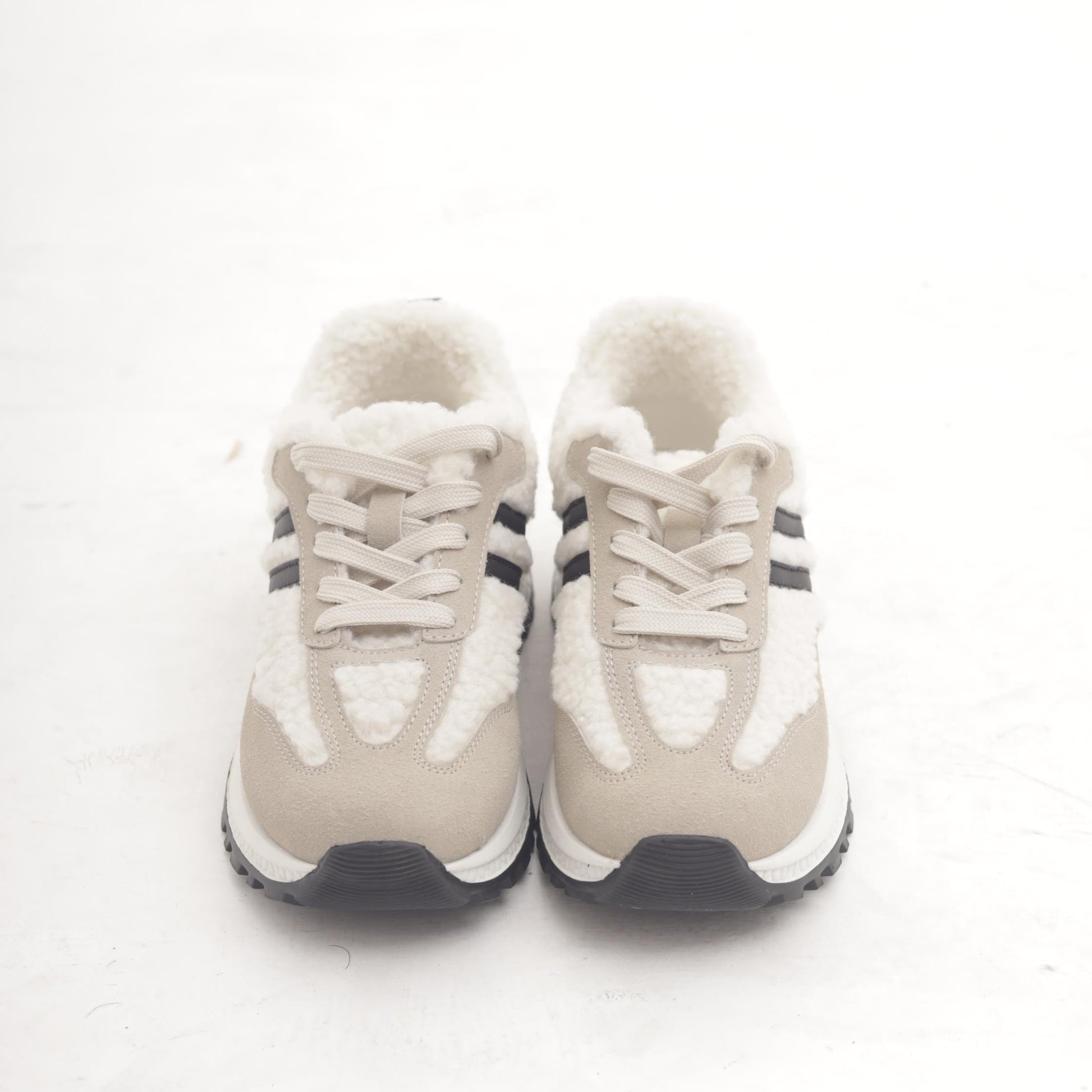 SNEAKERS RUNNING FUR DOPPIA FASCIA PANNA 