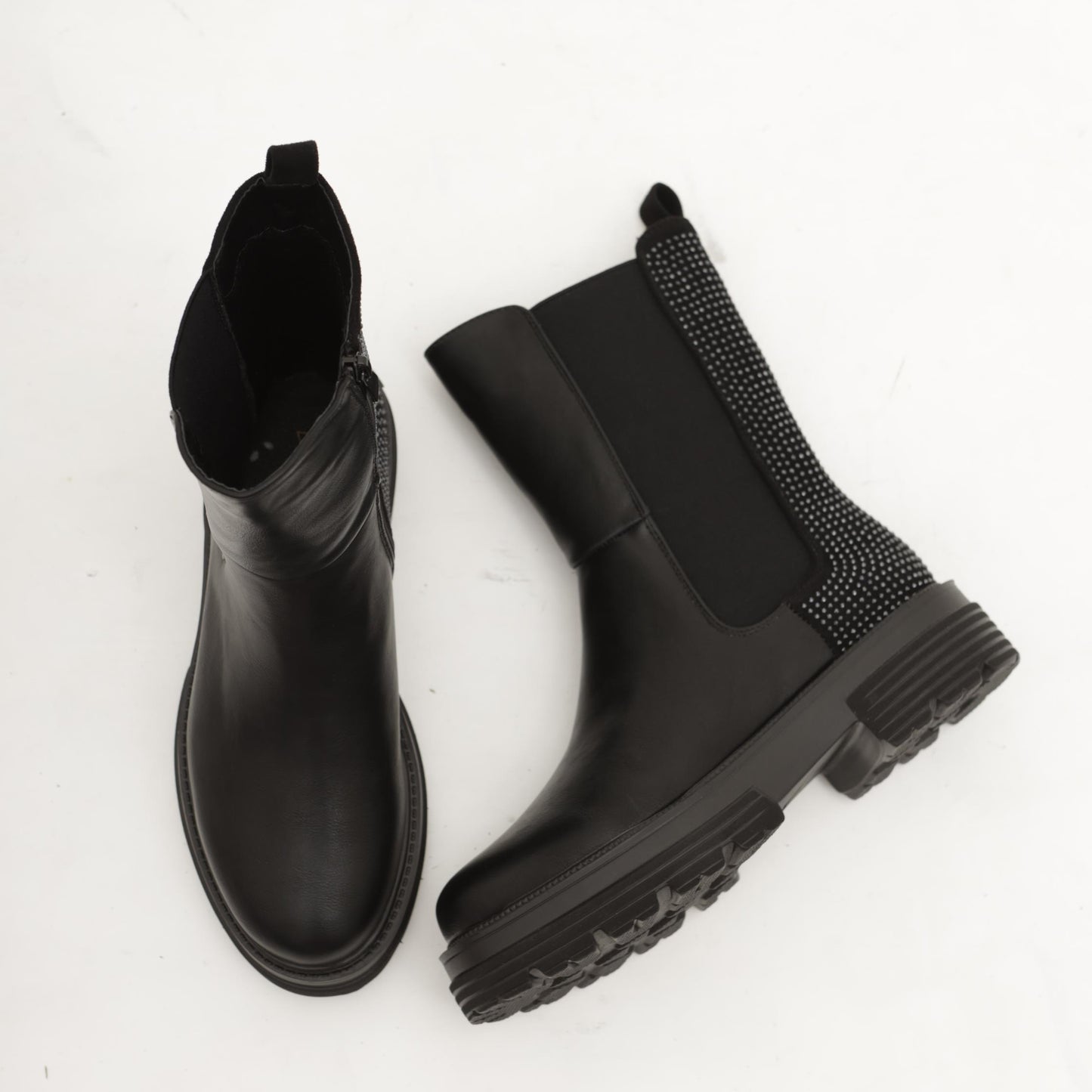 STIVALETTO ELASTICI STRASS NERO 