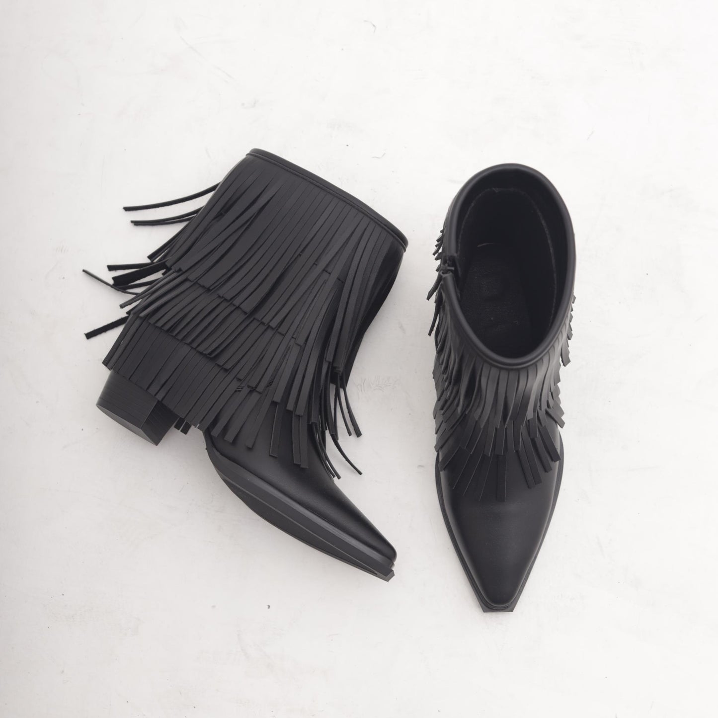STIVALETTO TEXANO FRANGE NERO 