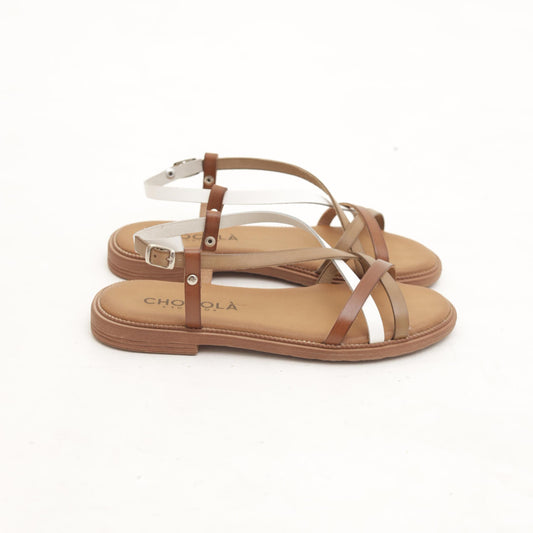 SANDALO FLAT FASCETTE BIANCO 