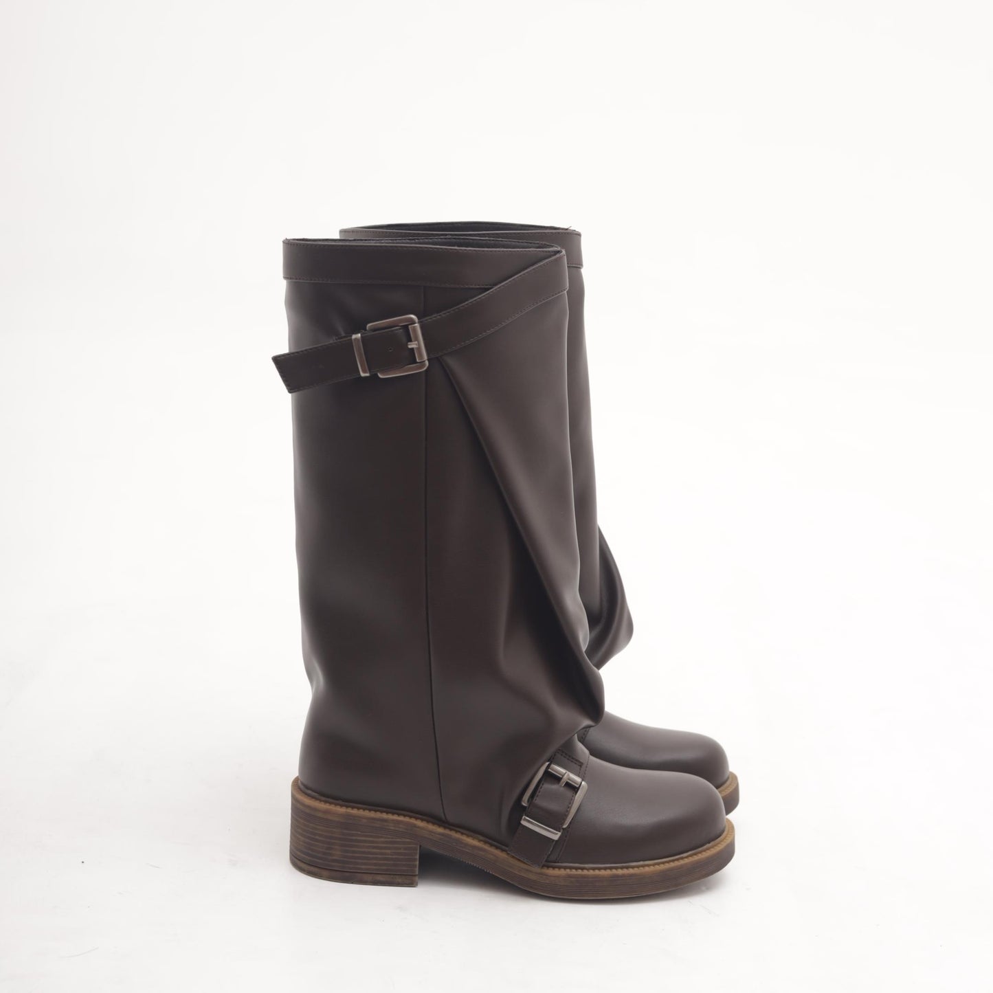 STIVALE OVERSIZE FIBBIE TESTA DI MORO 