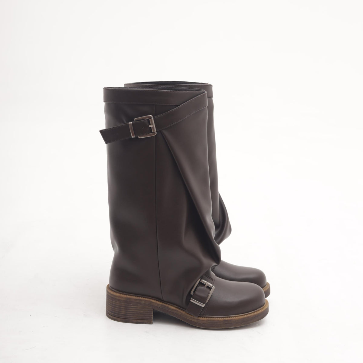STIVALE OVERSIZE FIBBIE TESTA DI MORO 