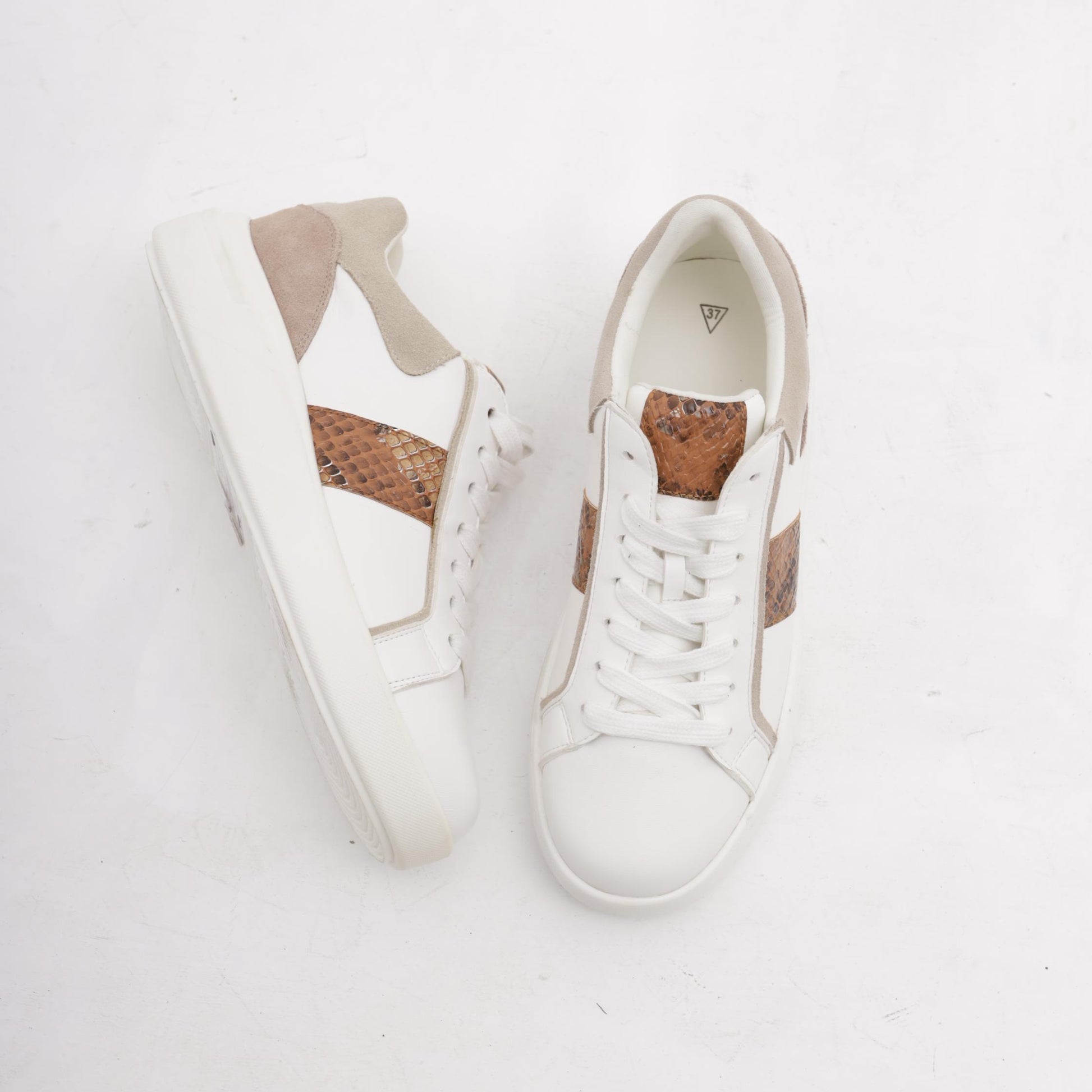 SNEAKERS PYTHON BIANCO/CUOIO<BR/> 