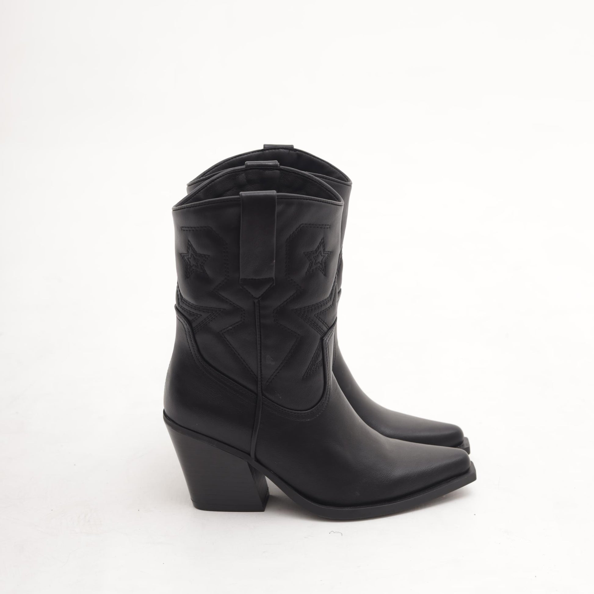 STIVALETTO TEXANO RICAMO STARS NERO 