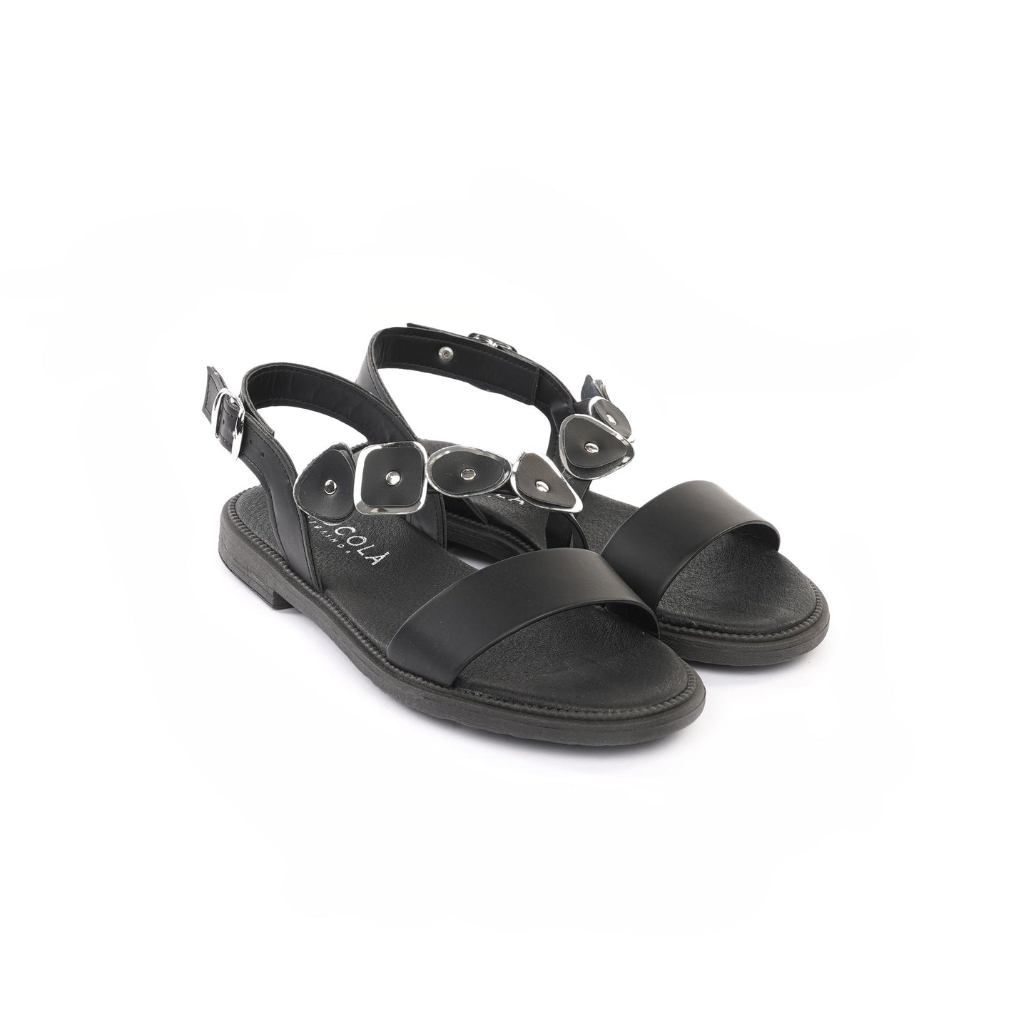 SANDALO FLAT SHAPES NERO<BR/> 