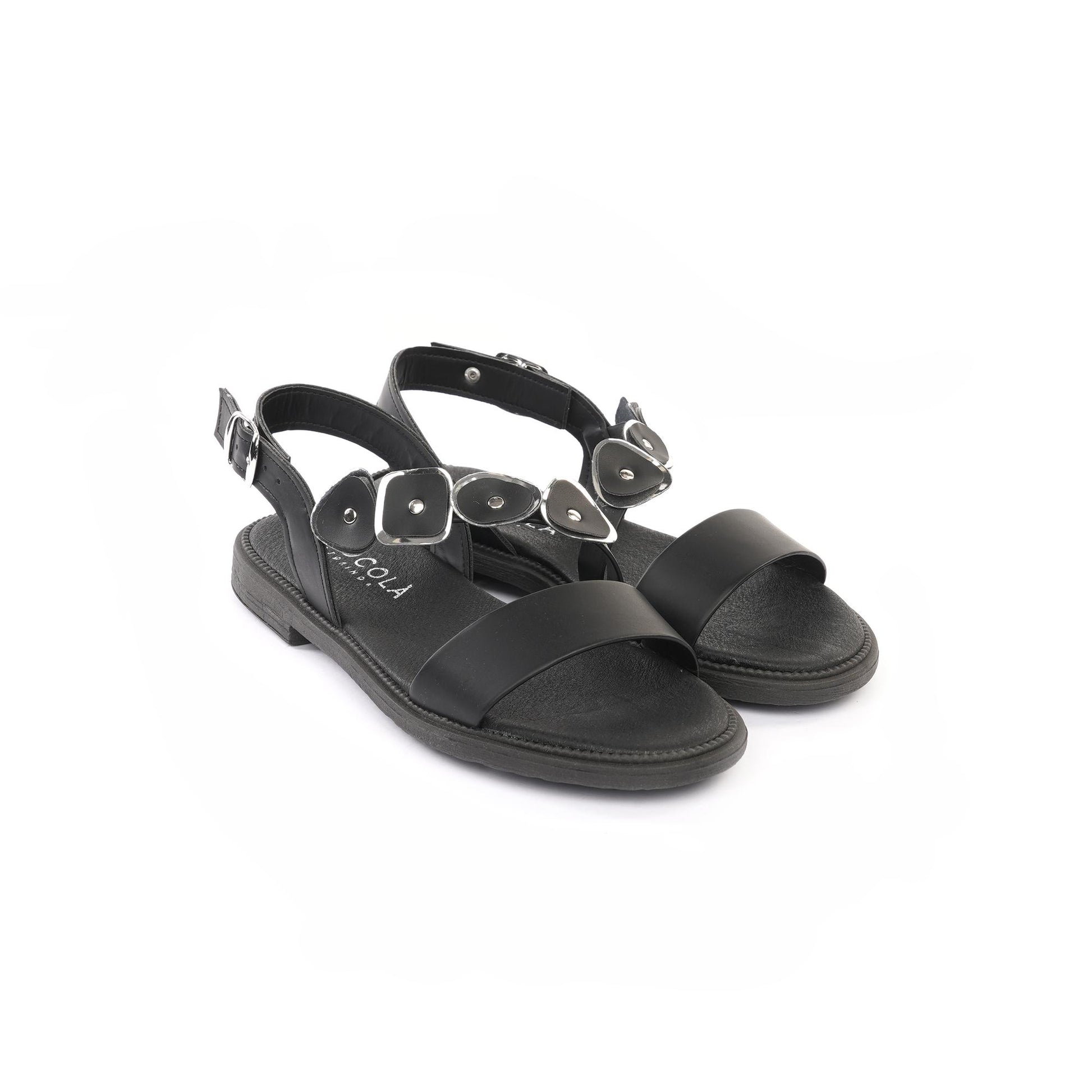 SANDALO FLAT SHAPES NERO<BR/> 