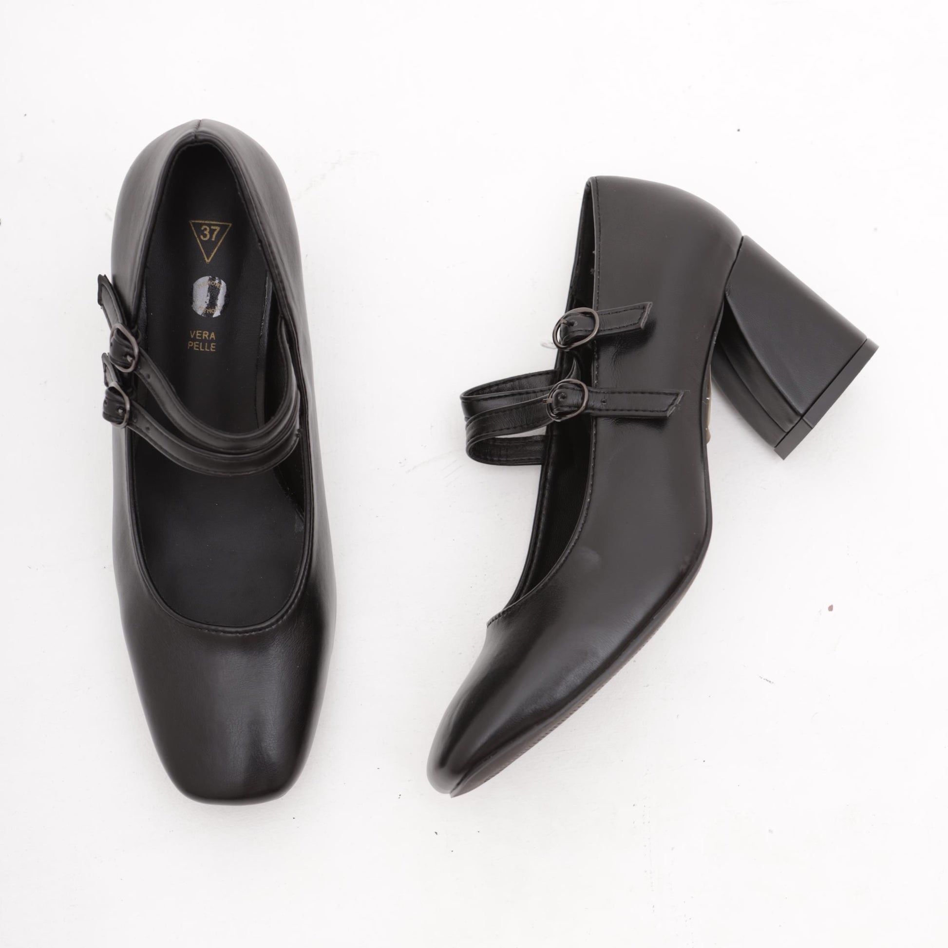 MARY JANE ALTA 2 CINTURINI NERO MP7007-1PUNE CHOCOLA