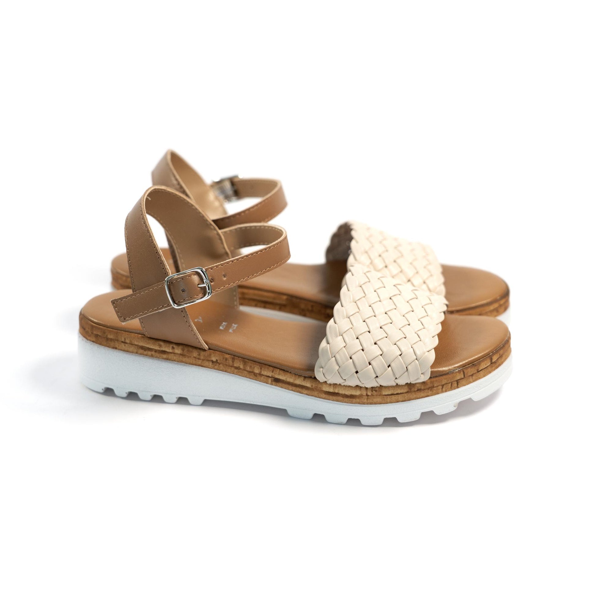 SANDALO INTRECCIATO VERA PELLE BEIGE<BR/> 