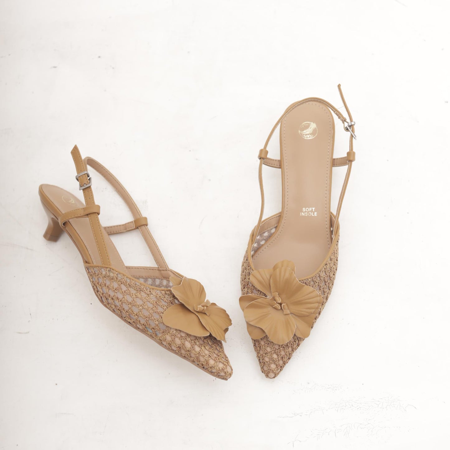 SLINGBACK RETE FIORE NUDE 
