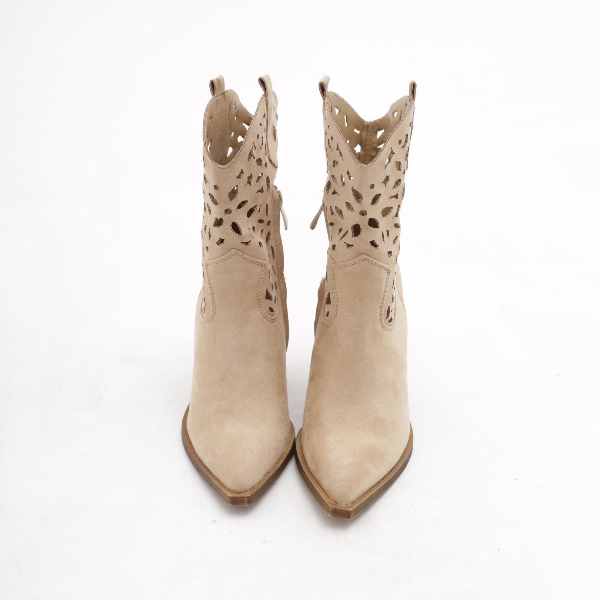 STIVALETTO TEXANO TRAFORATO TORTORA<BR/> 
