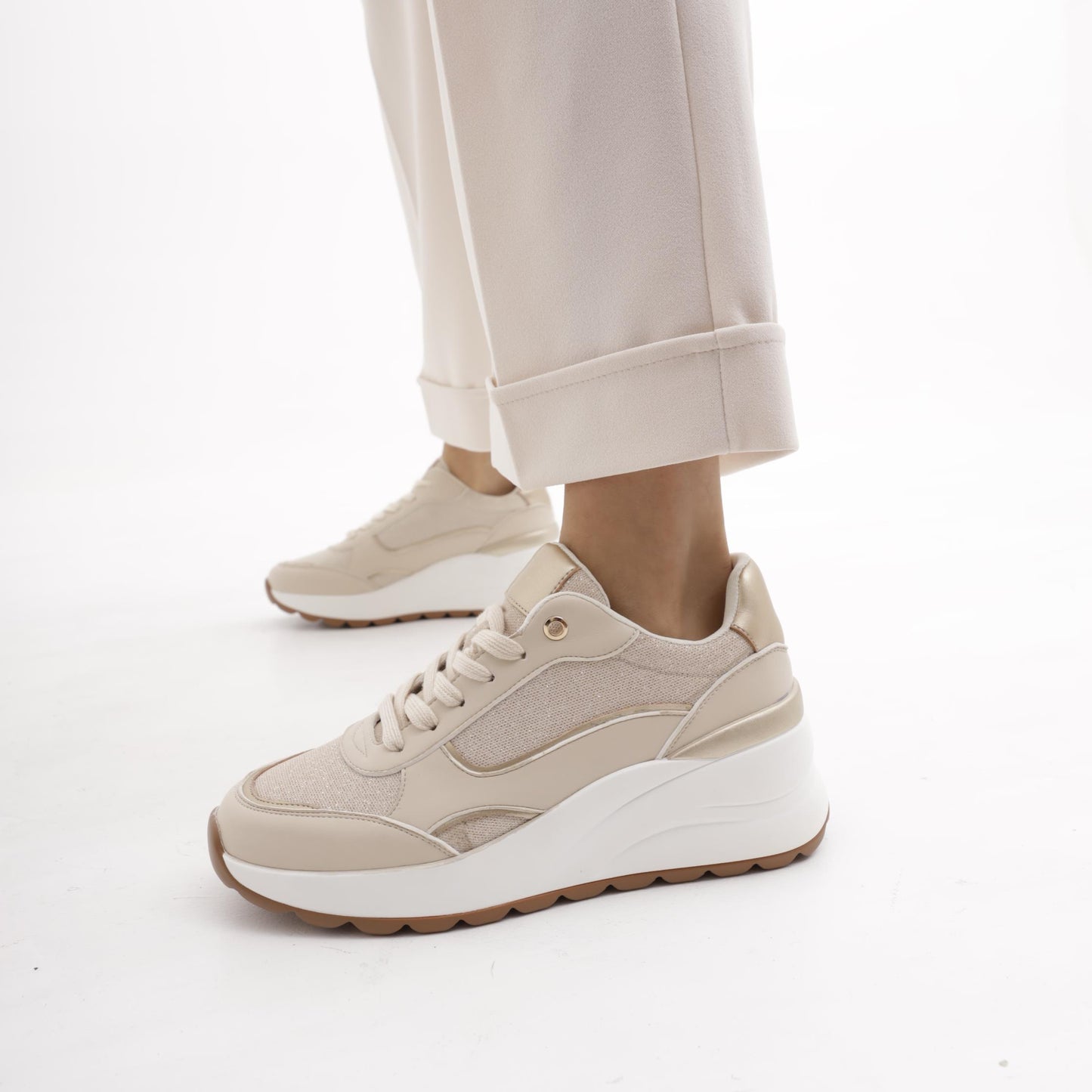 SNEAKERS ZEPPA SHINY BEIGE<BR/> 