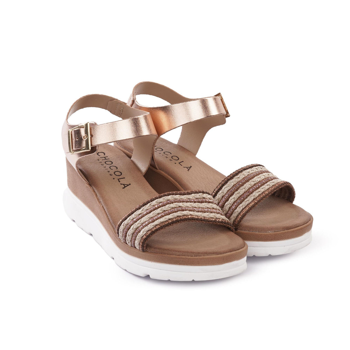 SANDALO ZEPPA FASCIA CORDA RAME<BR/><BR/> 