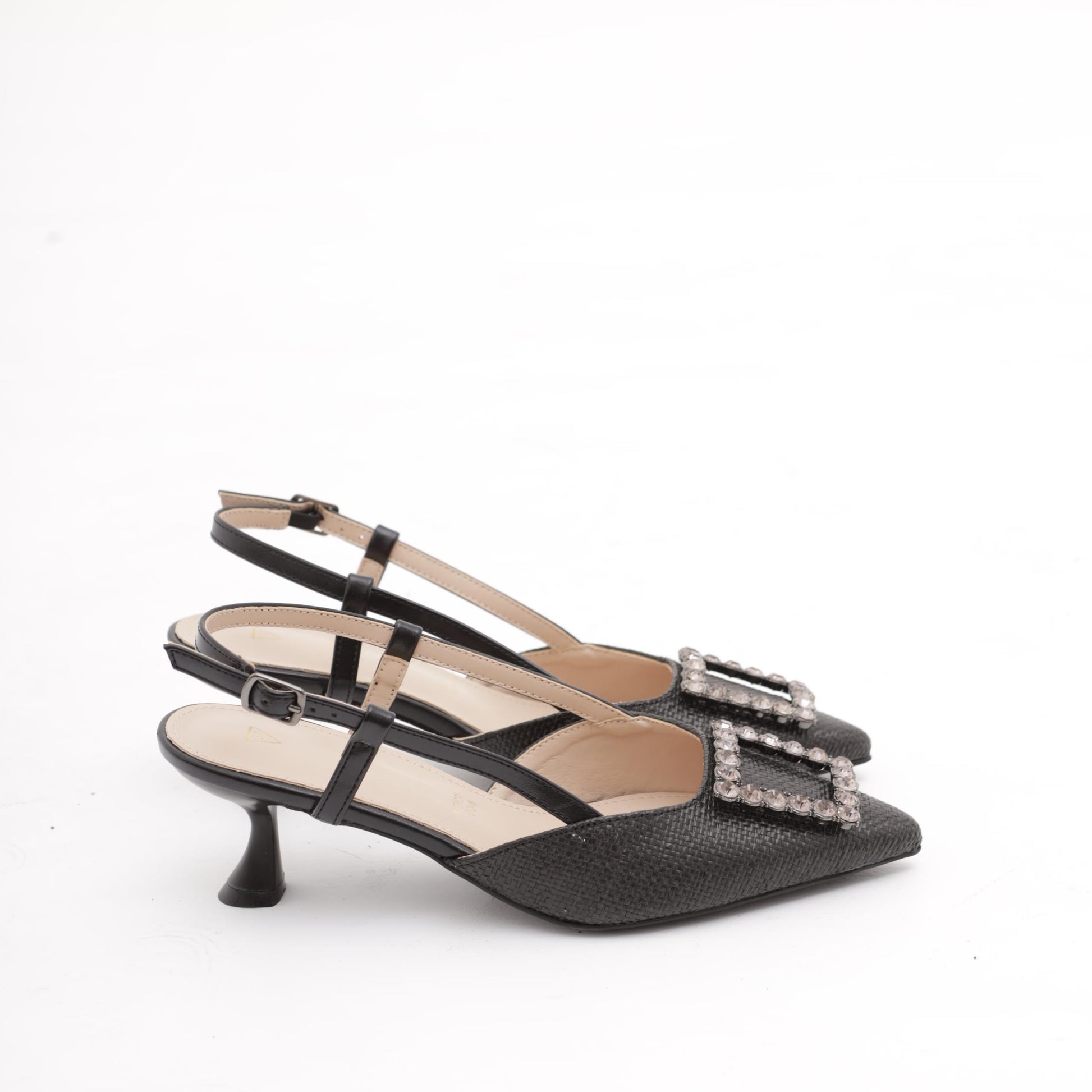 SLINGBACK CANVAS BASSA NERO 