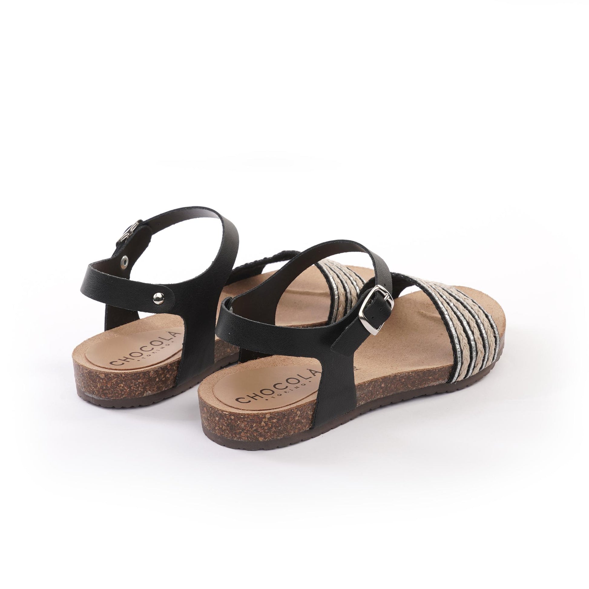 SANDALO BIO FLAT FASCIA CORDA NERO<BR/> 