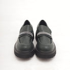 MOCASSINO SUOLA ALTA STRASS VERDE 