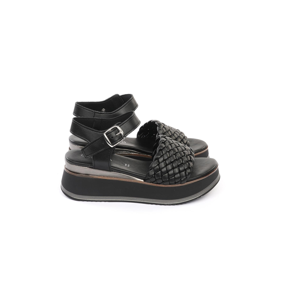 SANDALO ZEPPA TRECCIA NERO<BR/> 