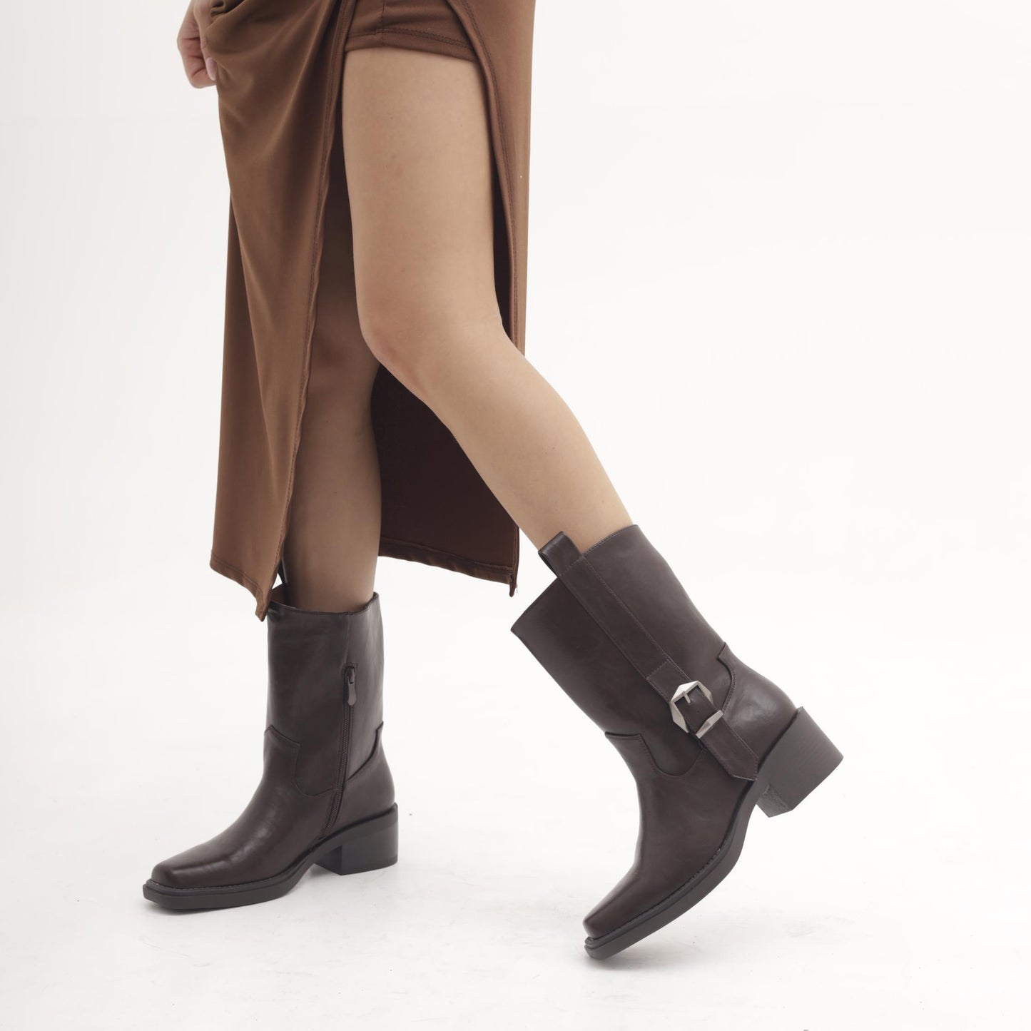 STIVALETTO TEXANO FIBBIA TESTA DI MORO MP2741-1PUTM CHOCOLA