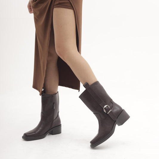 STIVALETTO TEXANO FIBBIA TESTA DI MORO MP2741-1PUTM CHOCOLA