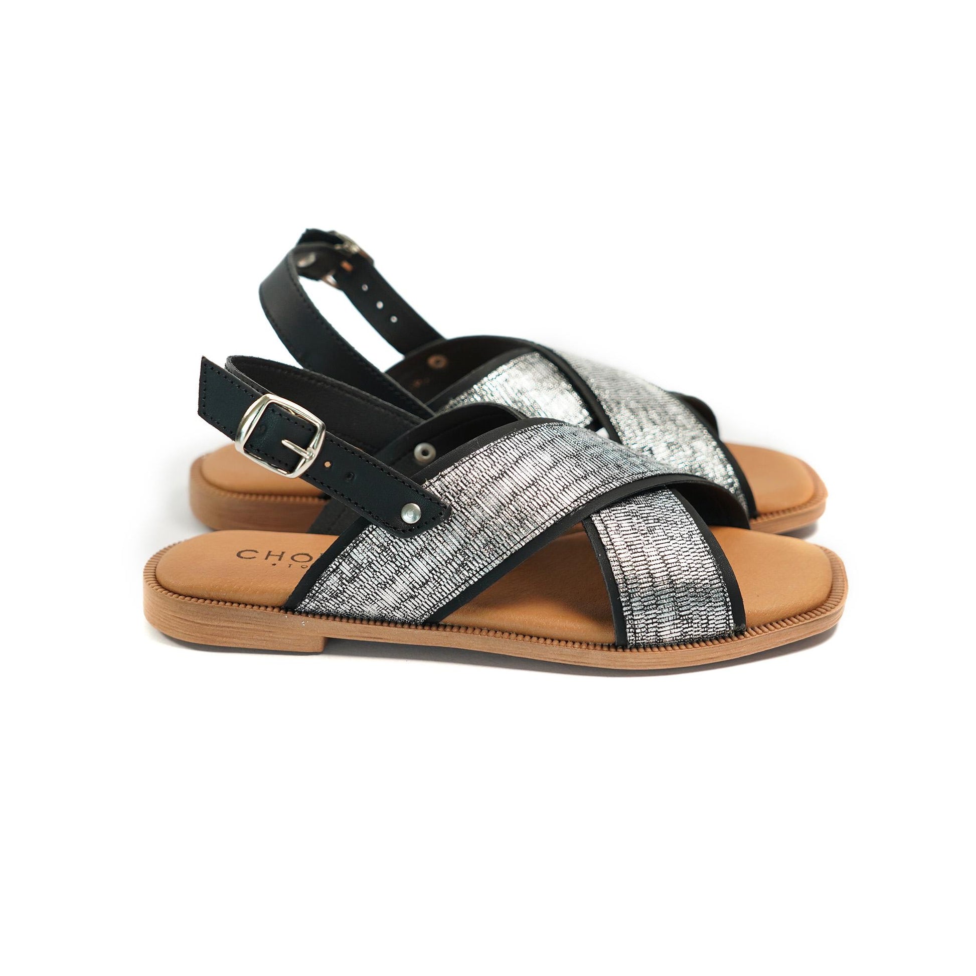 SANDALO FLAT INCROCIATO ARGENTO 