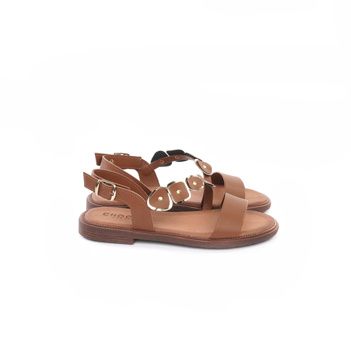 SANDALO FLAT SHAPES CUOIO<BR/> 
