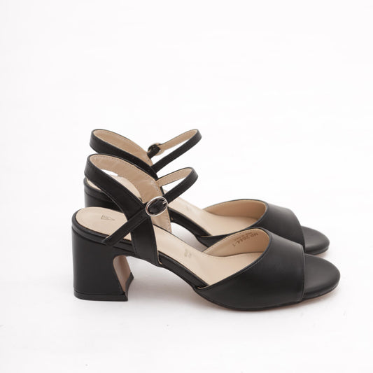 SANDALO TACCO FASCIA E CINTURINO NERO 