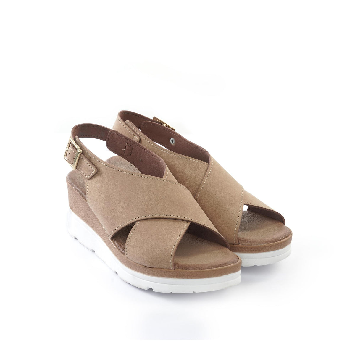 SANDALO ZEPPA INCROCIATO BEIGE<BR/> 