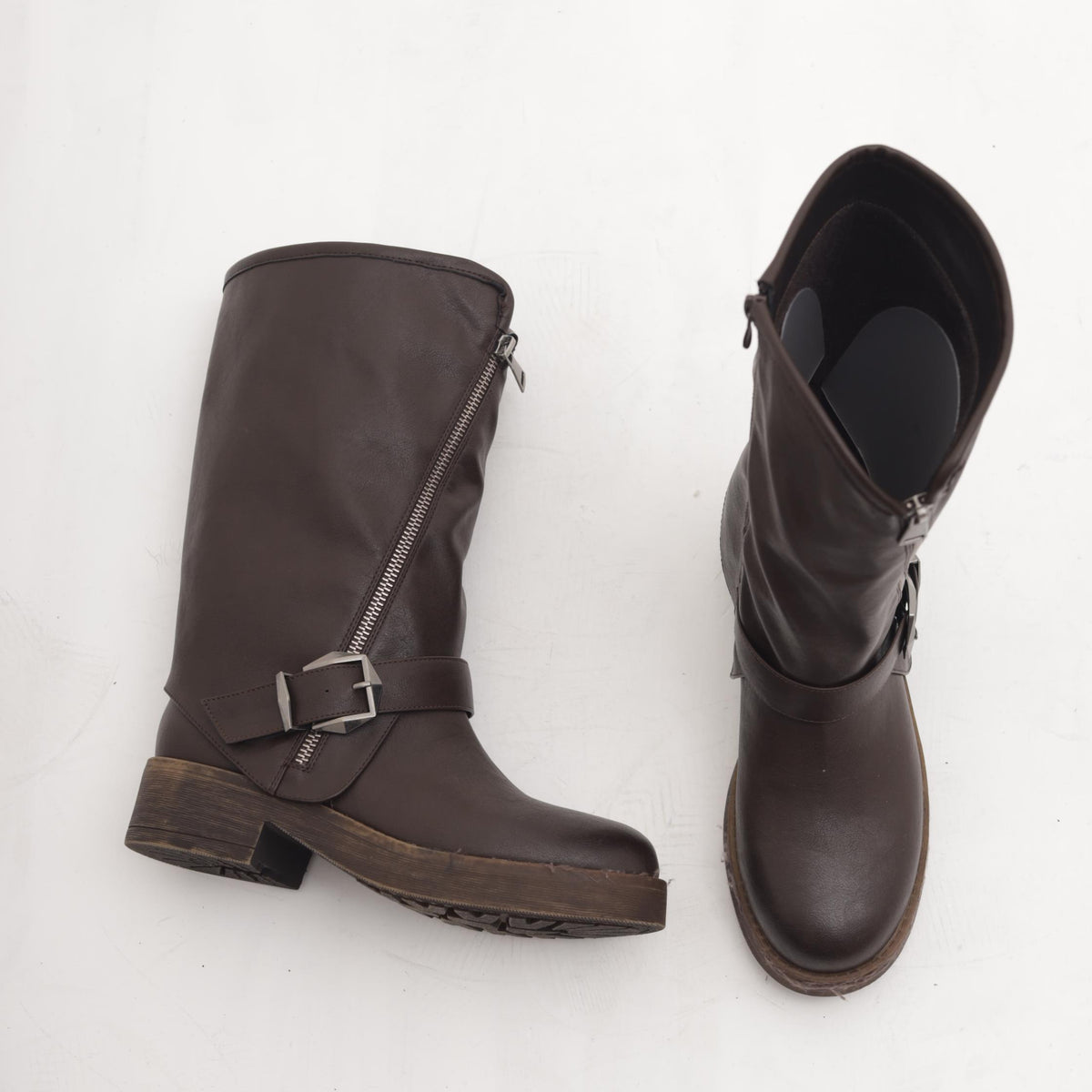 STIVALE BIKER ZIP TESTA DI MORO 