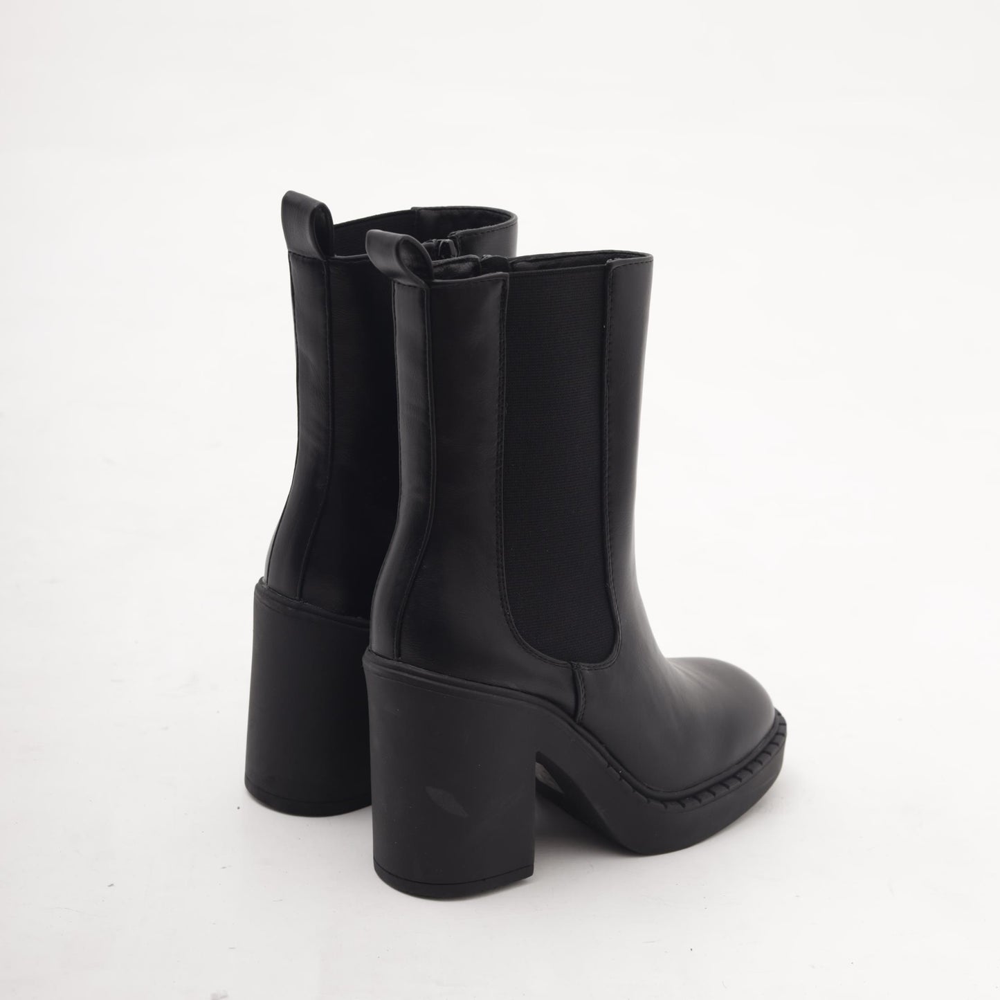 STIVALETTO ELASTICO ZIP TACCO NERO 