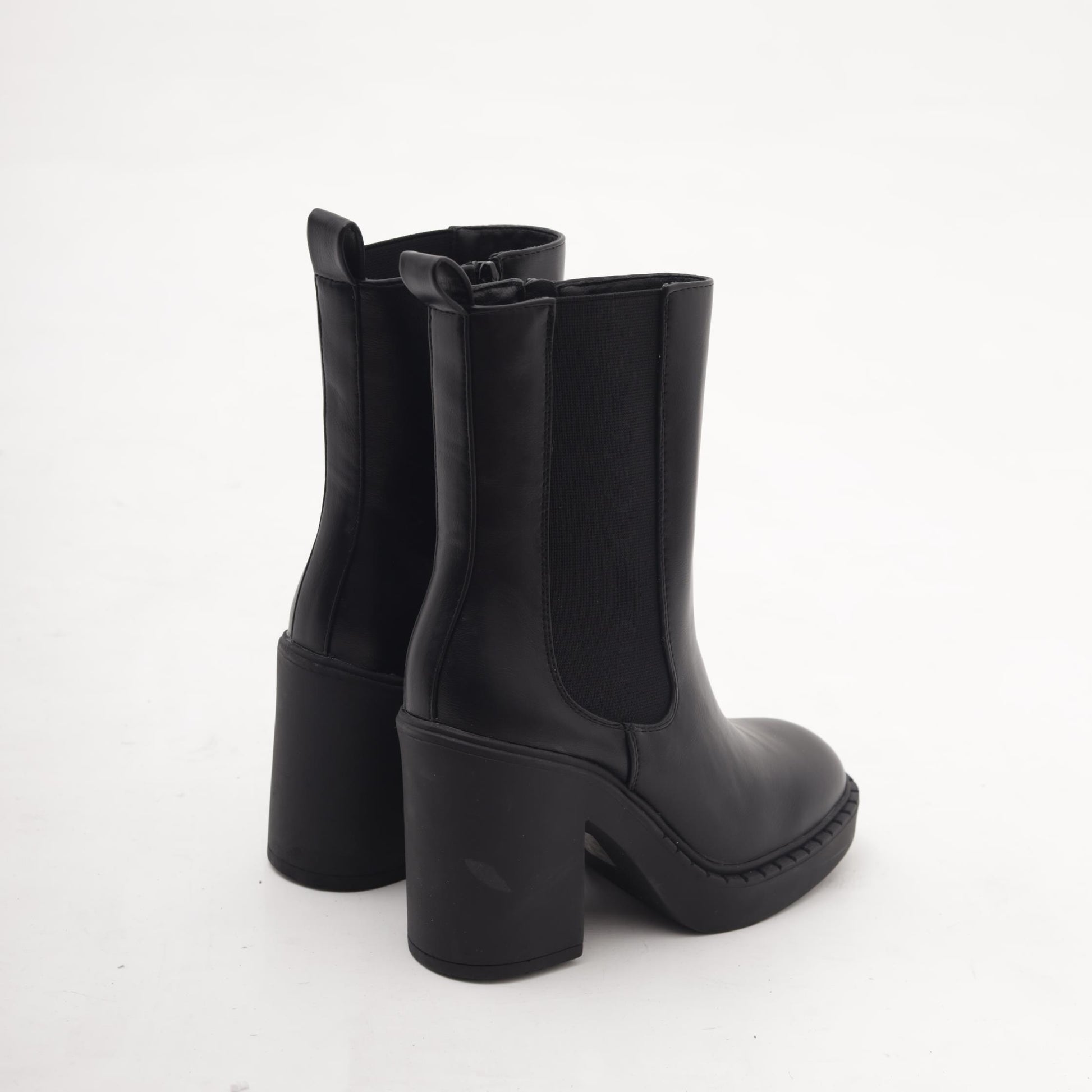 STIVALETTO ELASTICO ZIP TACCO NERO 
