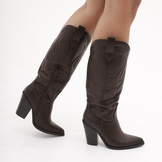 STIVALE TEXANO TACCO ALTO TESTA DI MORO MP740PUTM CHOCOLA