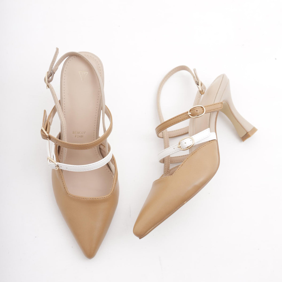 SLINGBACK CINTURINI BICOLORE CUOIO 