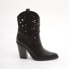 STIVALETTO TEXANO TRAFORATO NERO<BR/> 