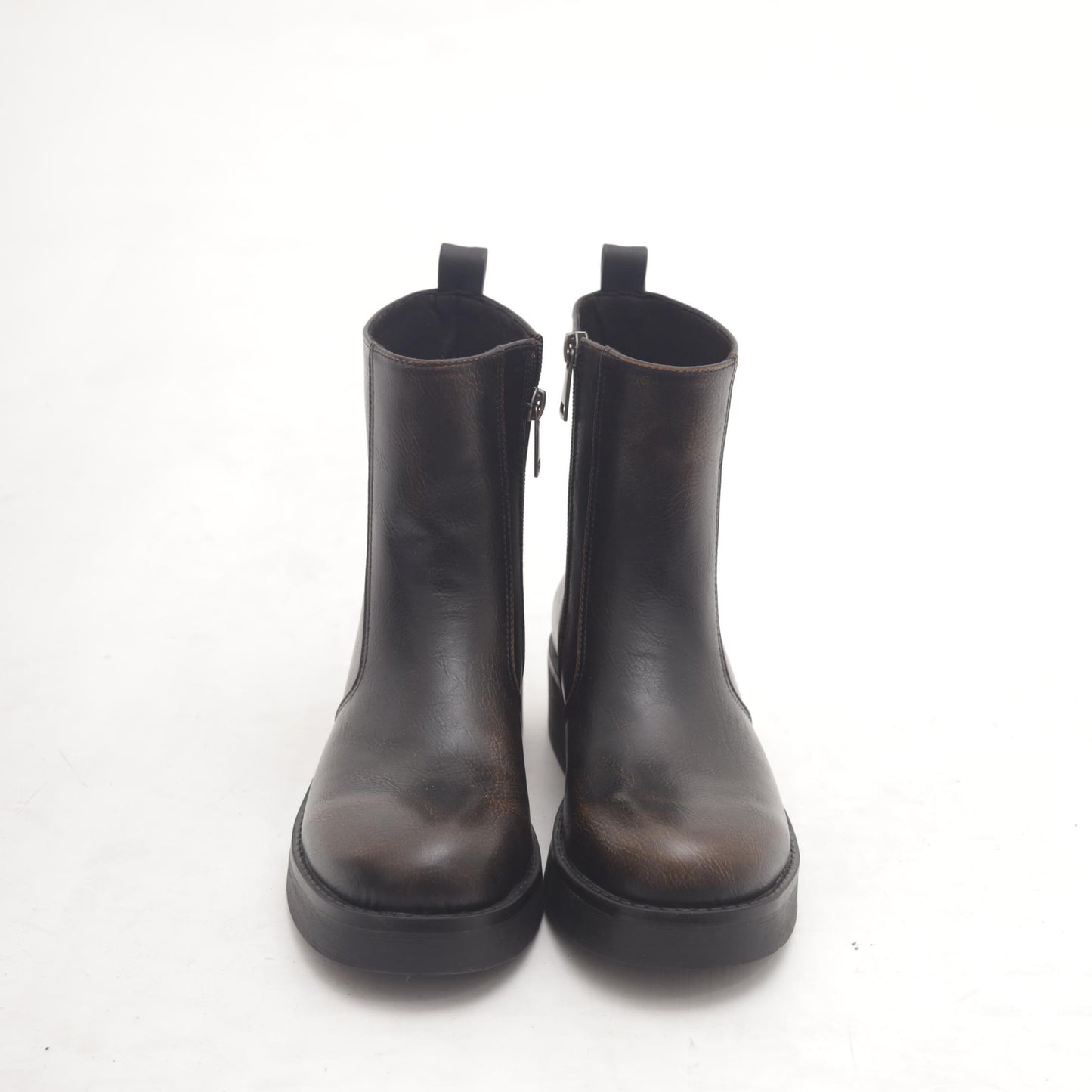 STIVALETTO BIKER BASSO LISCIO MARRONE 