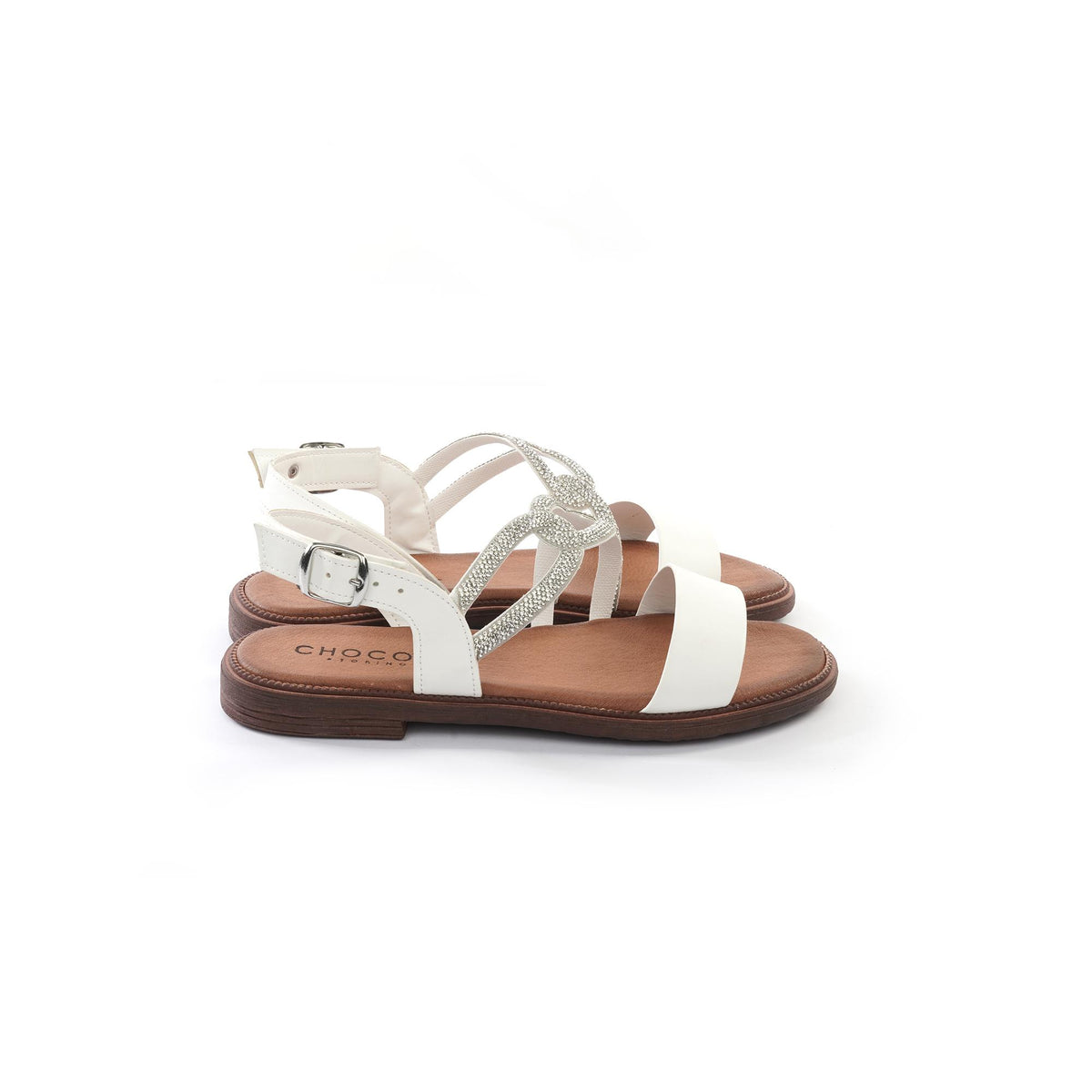 SANDALO FLAT STRASS BIANCO<BR/><BR/> 