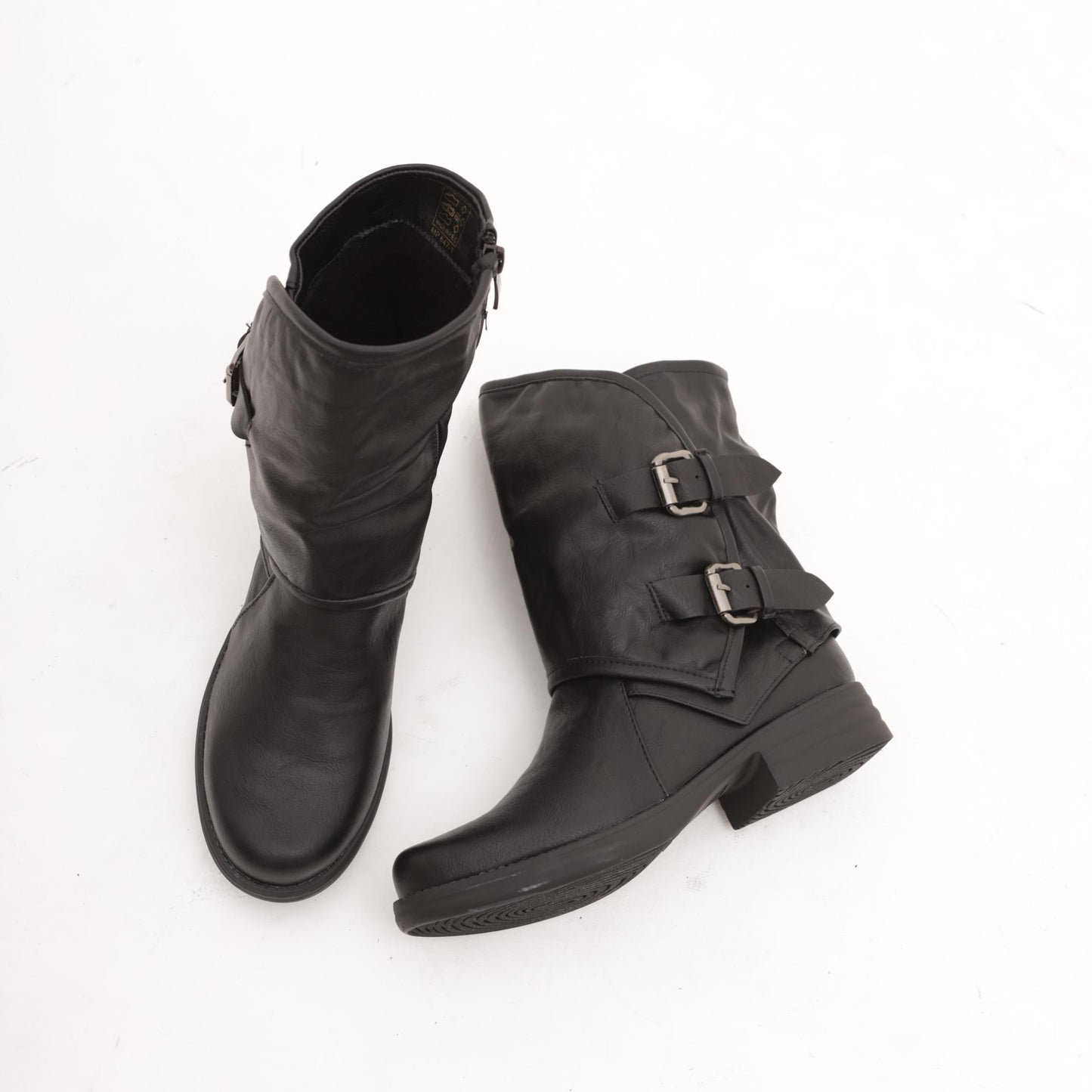STIVALETTO FIBBIE BASSO NERO 