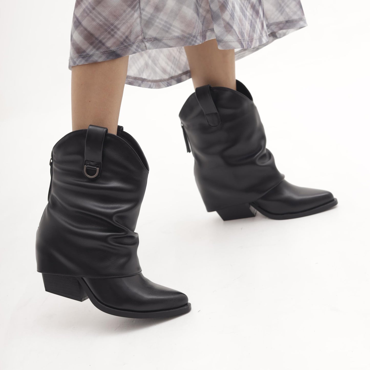 STIVALETTO TEXANO RISVOLTATO NERO MP2704-1PUNE CHOCOLA