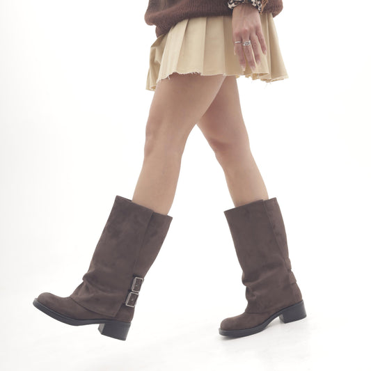 BIKER RISVOLTATO DOPPIA FIBBIA TESTA DI MORO MP2707-1MFTM CHOCOLA