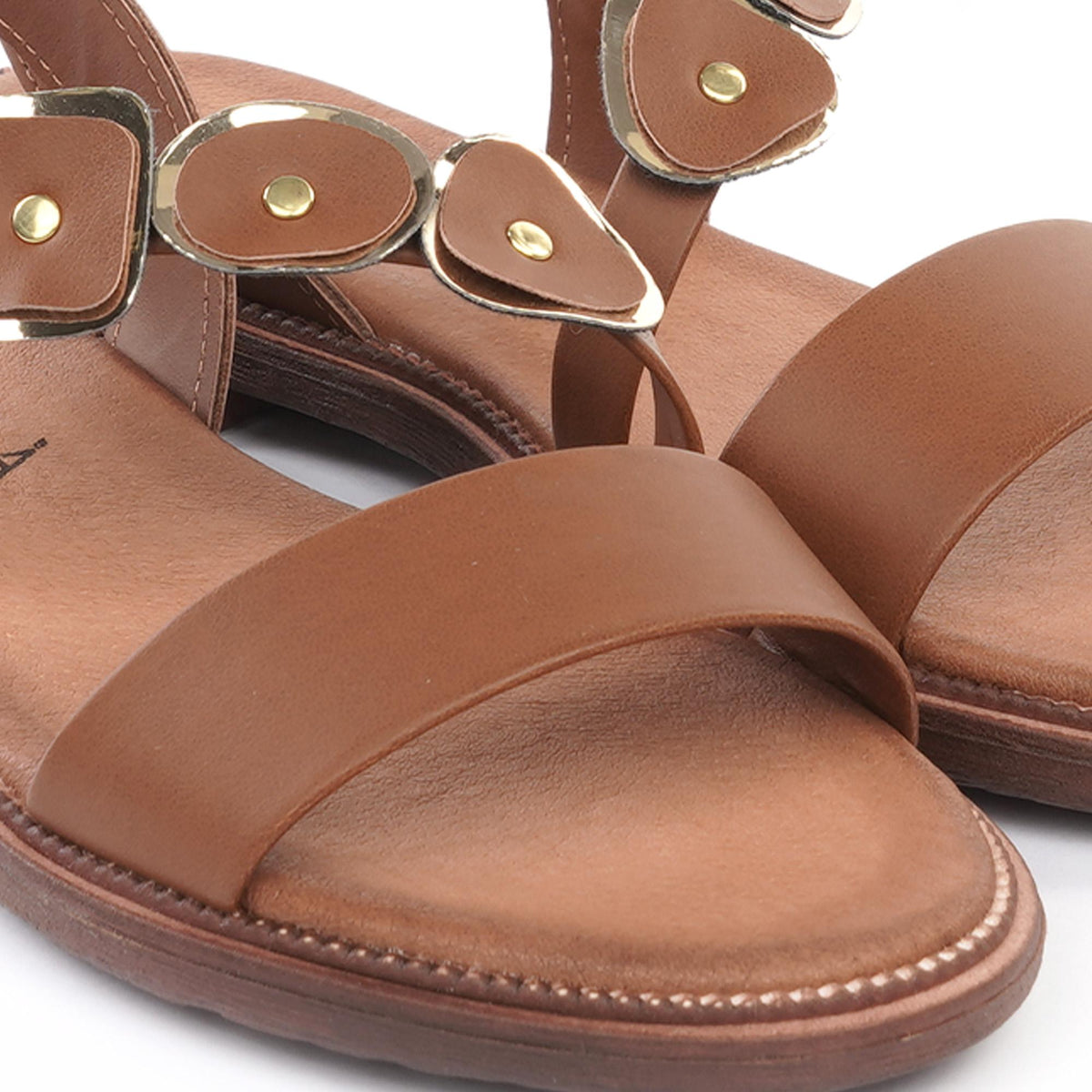 SANDALO FLAT SHAPES CUOIO<BR/> 