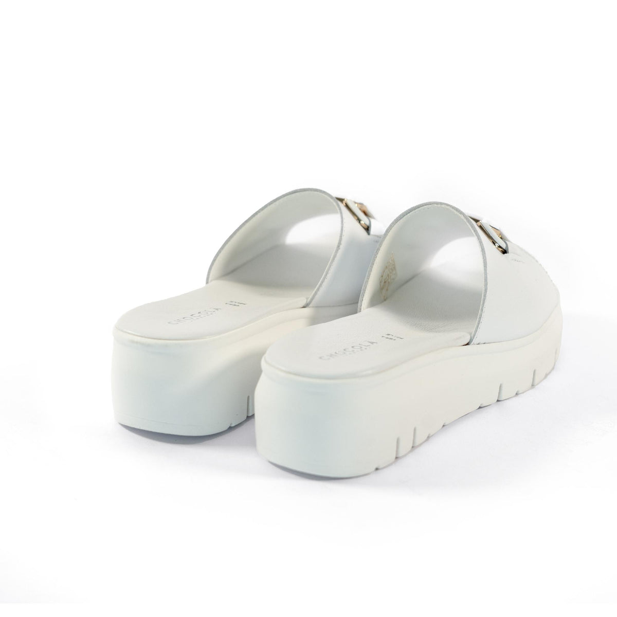 CIABATTA MORSETTO VERA PELLE BIANCO<BR/> 