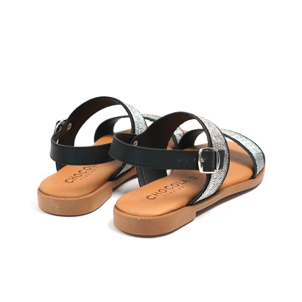 SANDALO FLAT DOPPIA FASCIA ARGENTO 