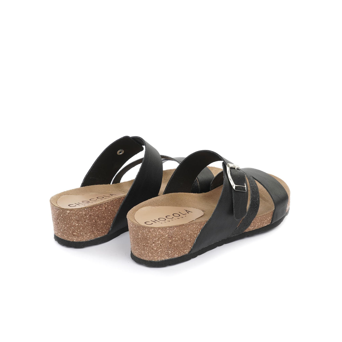SANDALO BIO ZEPPA DOPPIA FASCIA NERO<BR/><BR/> 