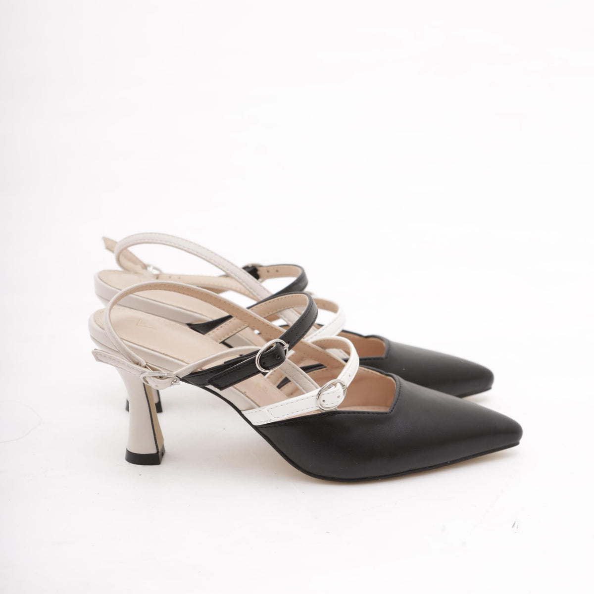 SLINGBACK CINTURINI BICOLORE NERO 