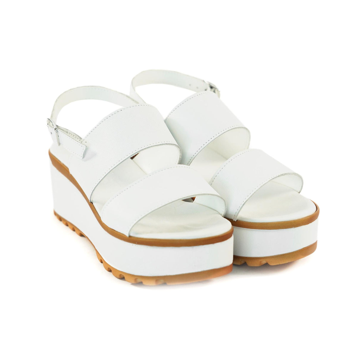 SANDALO DOPPIA FASCIA VERA PELLE BIANCO<BR/> 