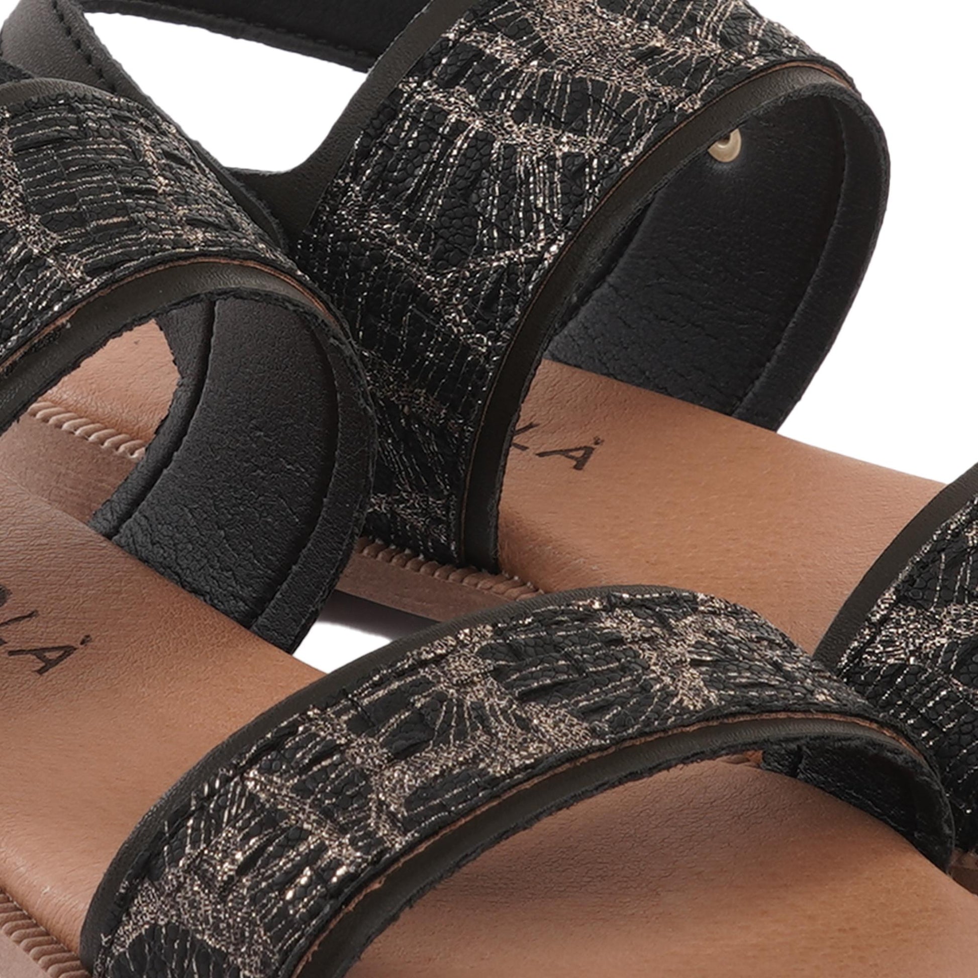 SANDALO FLAT DOPPIA FASCIA NERO<BR/><BR/> 
