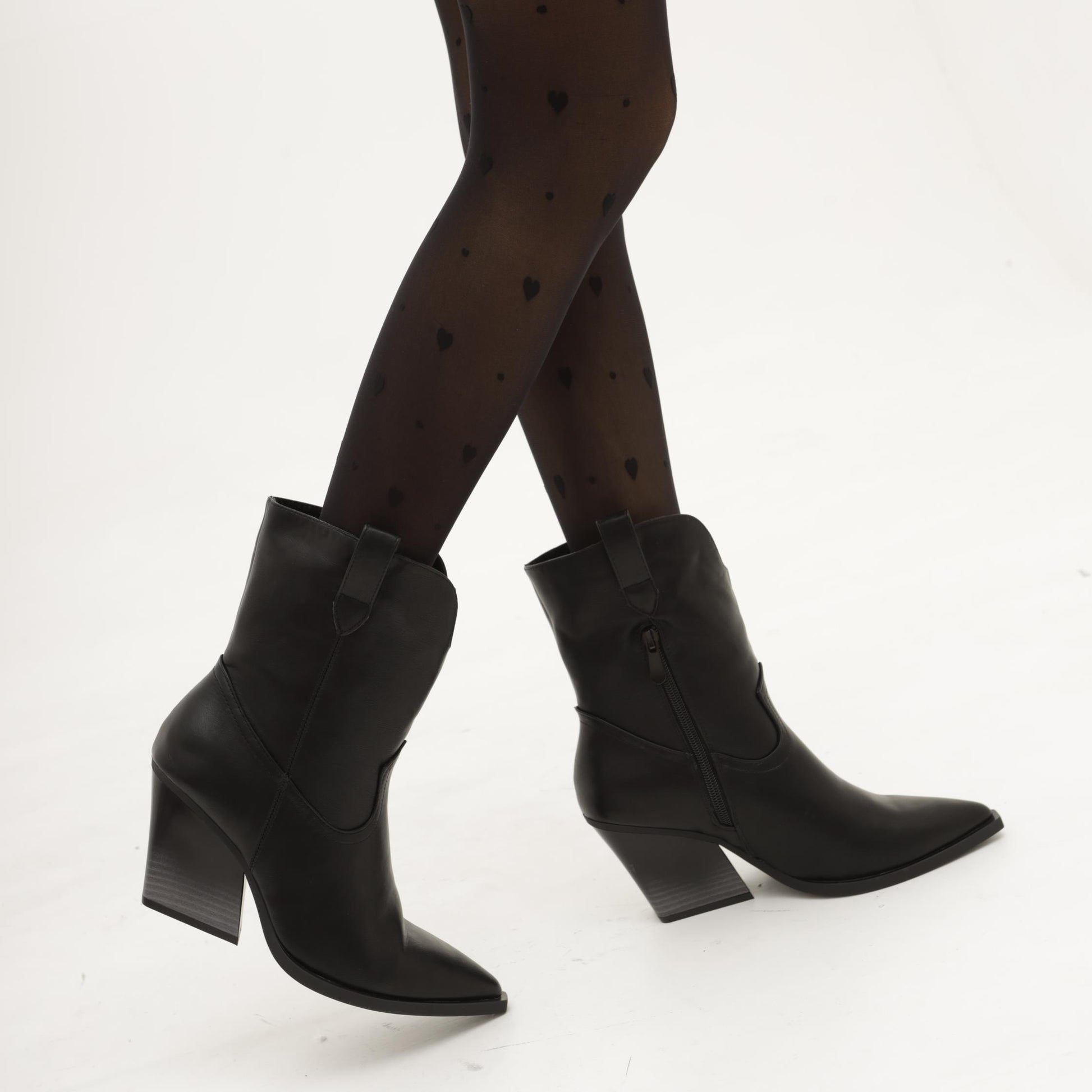STIVALETTO TEXANO LISCIO NERO 