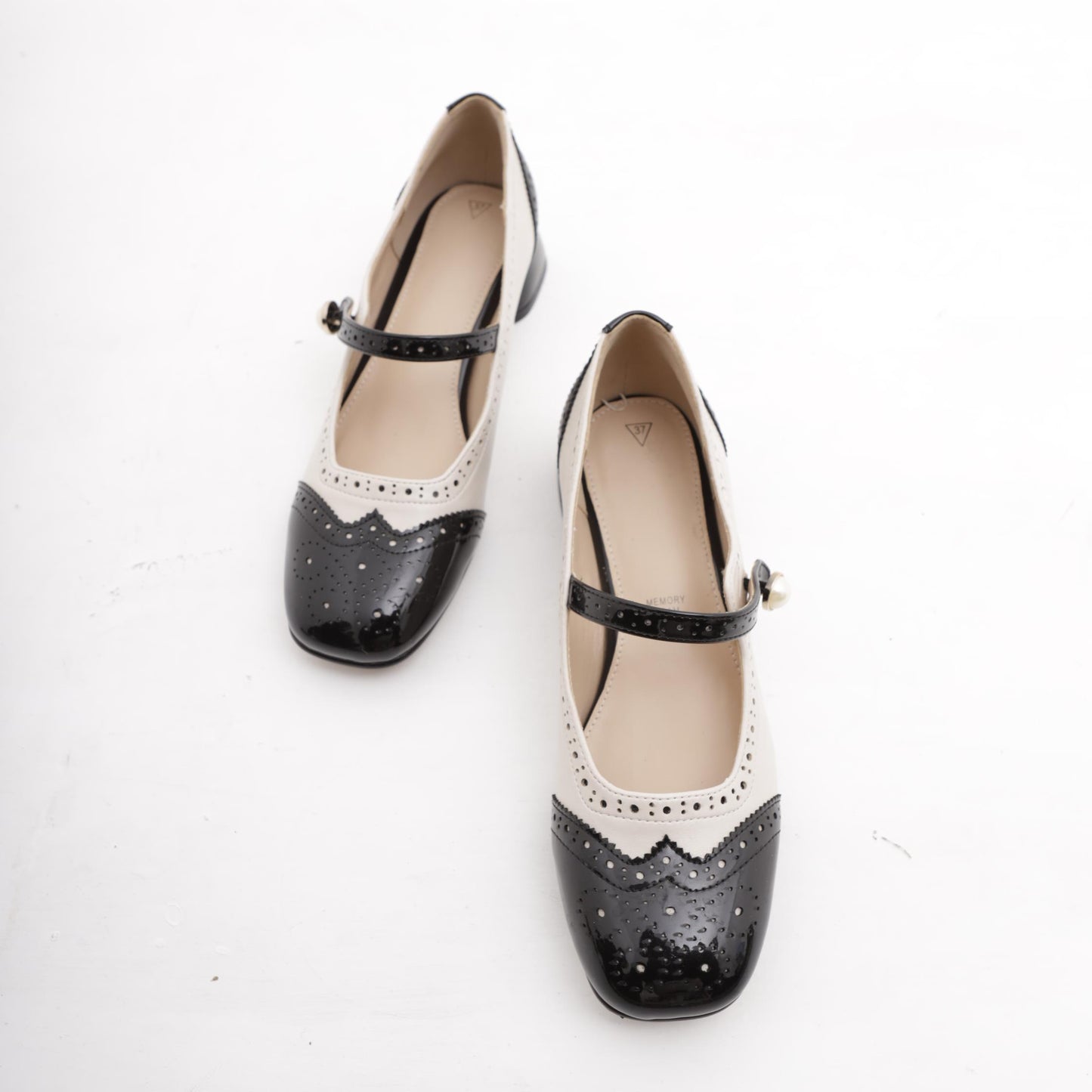 DECOLLETE' BROGUE BICOLORE NERO 