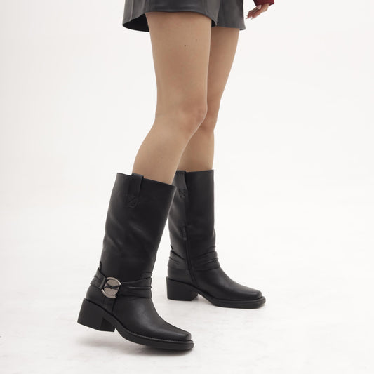 STIVALE TEXANO CINTURINO CAVIGLIA NERO MP2741-2PUNE CHOCOLA